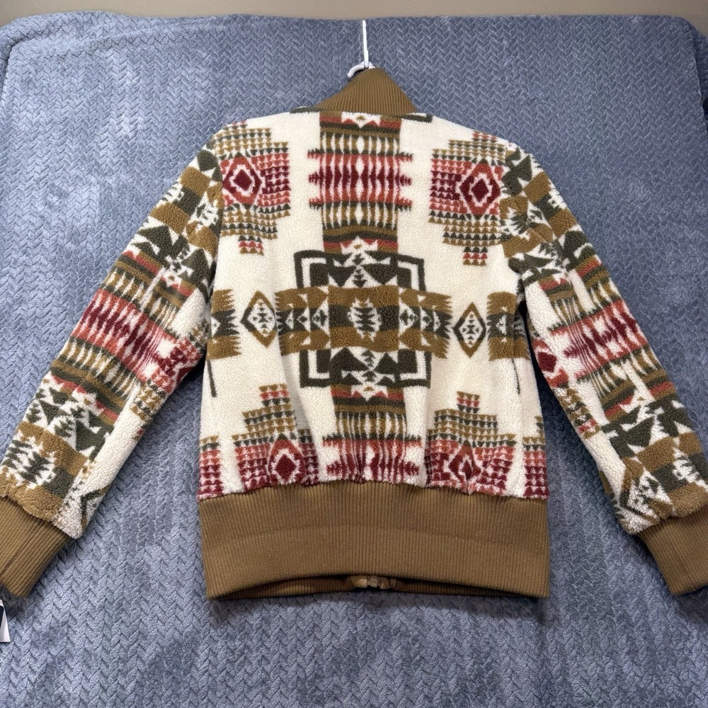Pendleton Women's Large Chief Joseph Ivory Foxglove Fleece Bomber Jacket - Picture 6 of 13